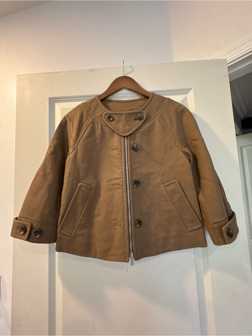 BCBGMaxAzria designer label Tan Peacoat with Button Front